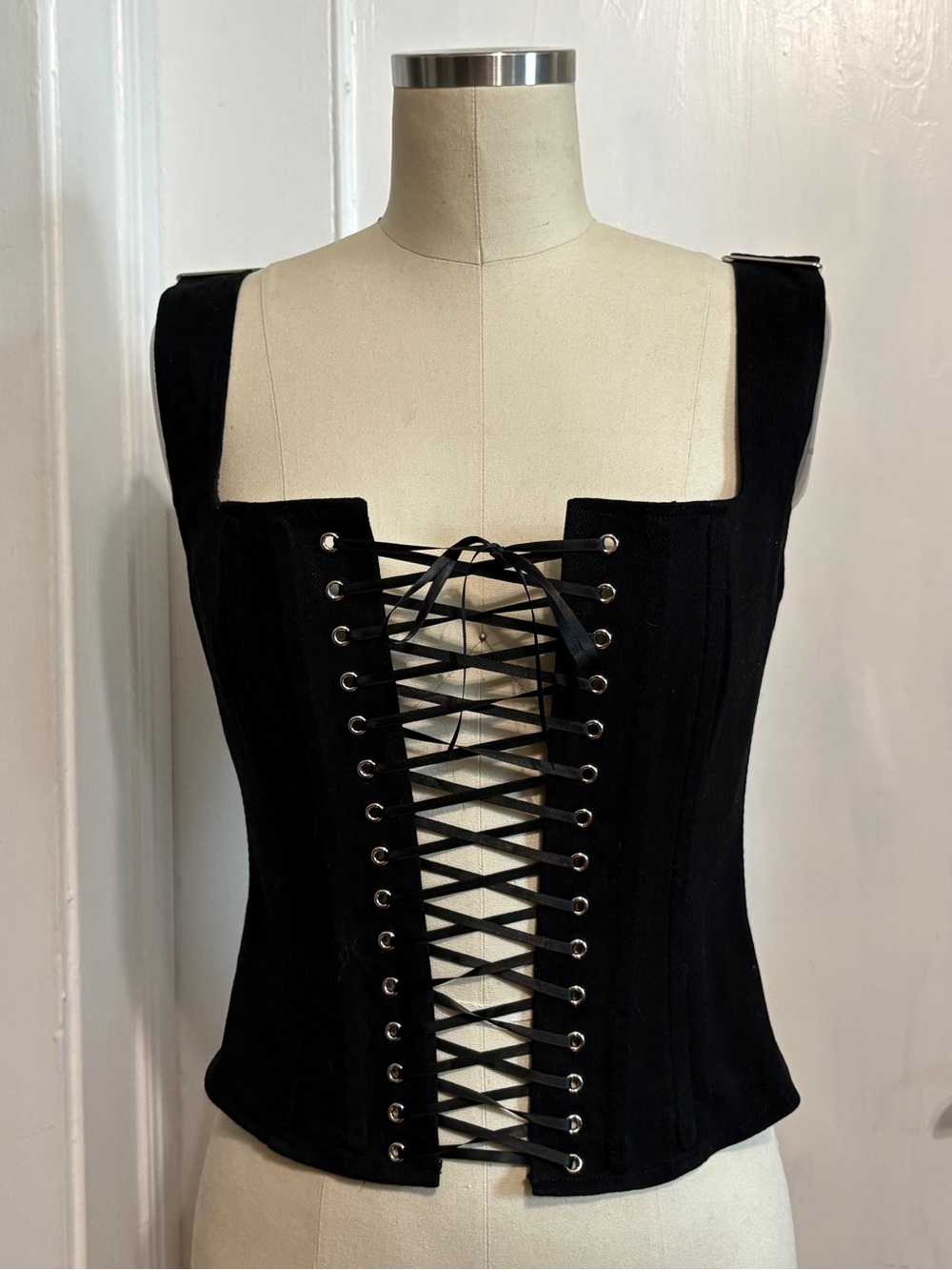 NWOT Forest Ink Black Dolly Corset - Medium - 100% Cotton